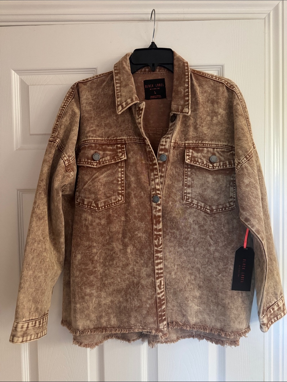 Black Label distressed denim shirt jacket
